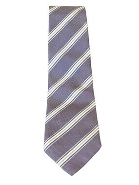 Davide Cenci Mens Silk Repp Club Stripe Tie Slate Blue Italy